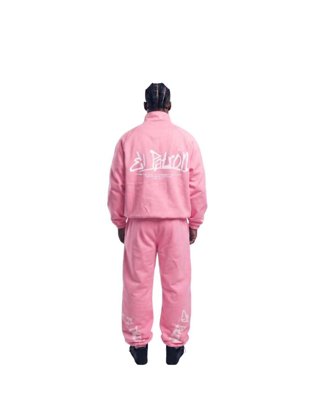 El Patron Big Boss oversized pink roadman tracksuit. men and women at unseen grail. local streetwear brands south africa. 168