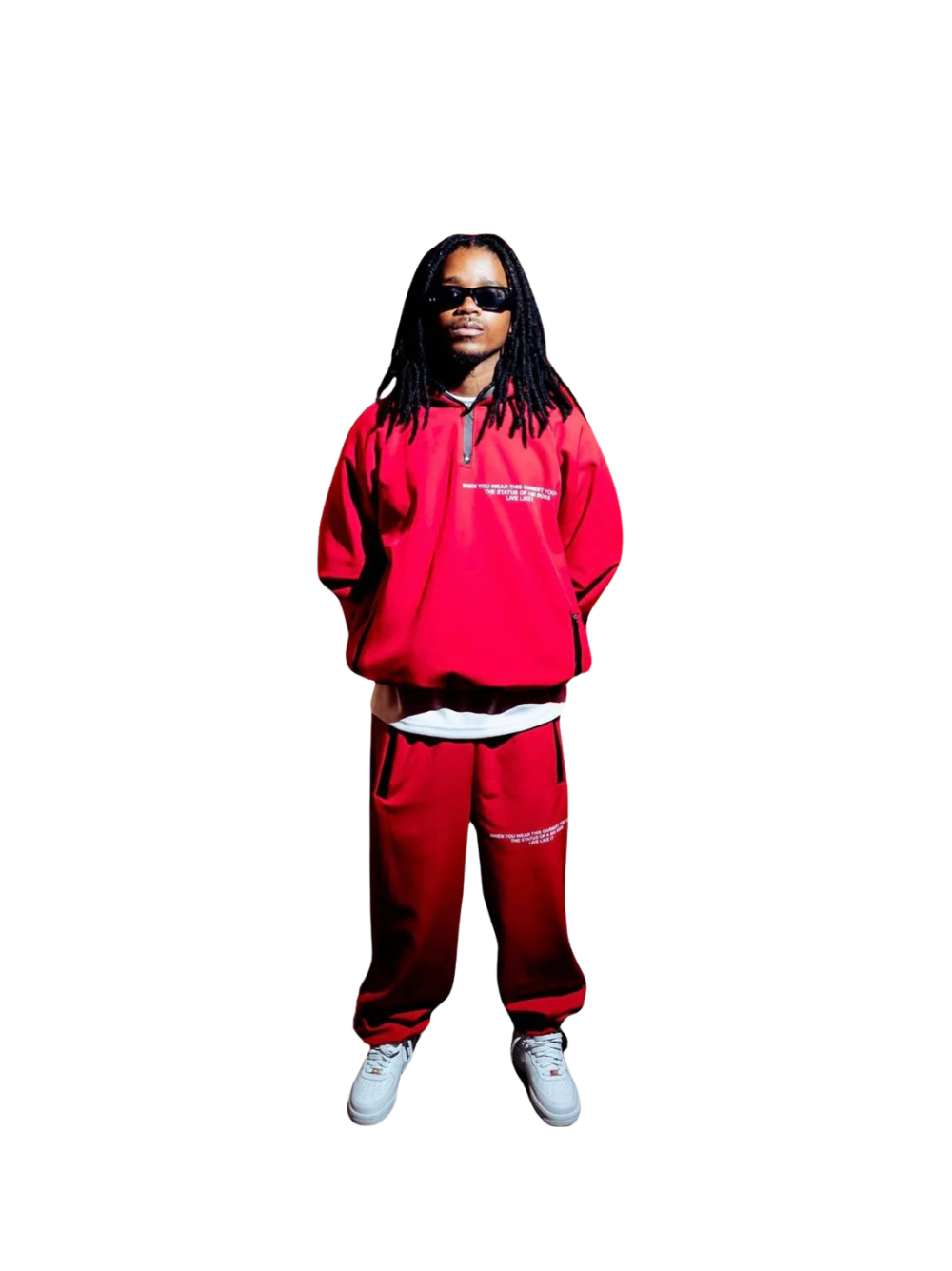 El Patron Big Boss oversized red roadman tracksuit. men and women at unseen grail. local streetwear brands south africa. 173