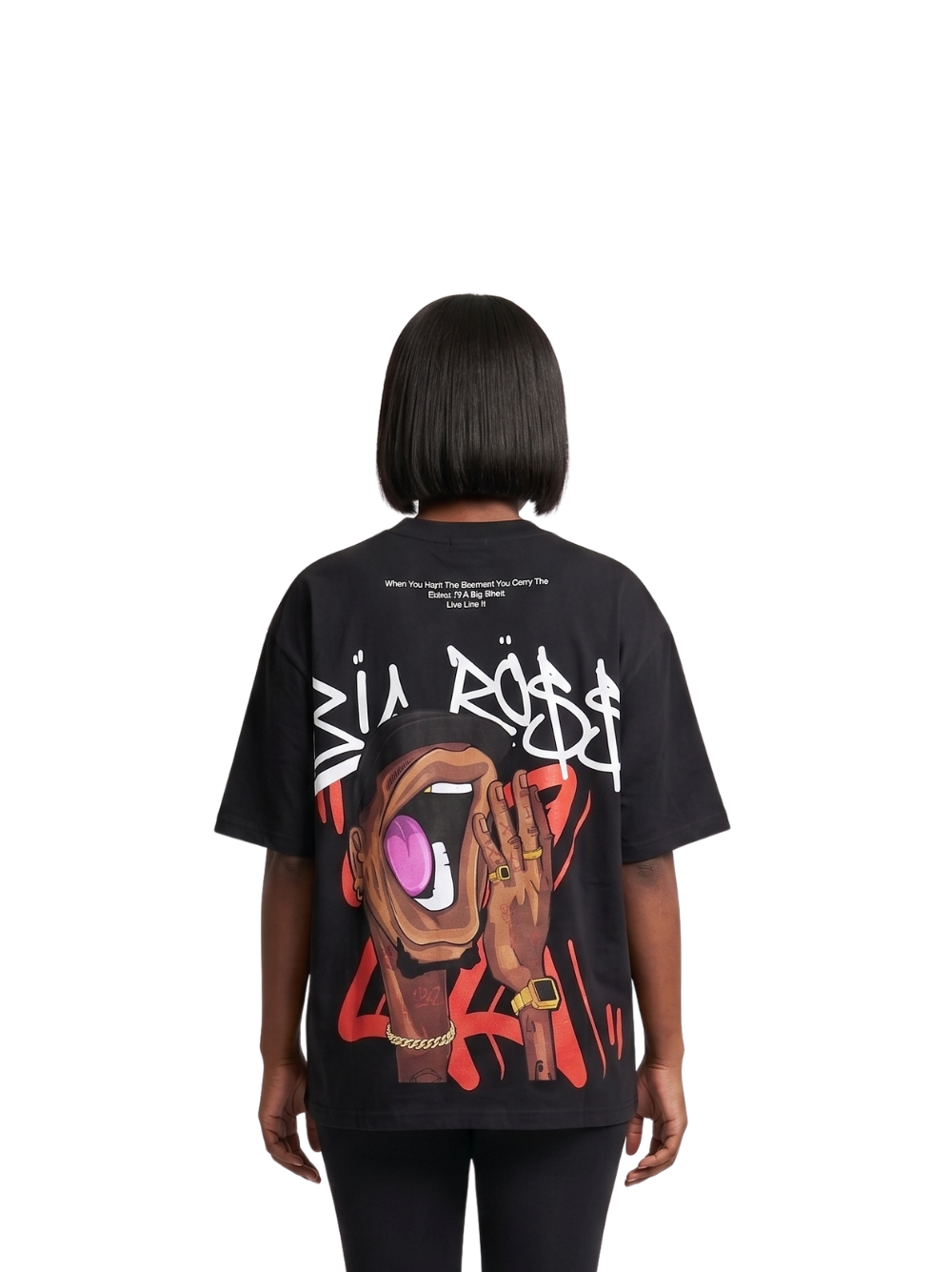 El Patron Big Boss oversized t shirt back view women. men and women at unseen grail. local streetwear brands south africa. 