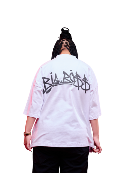 El Patron Big Boss white oversized t shirt. men and women at unseen grail. local streetwear brands south africa. 23