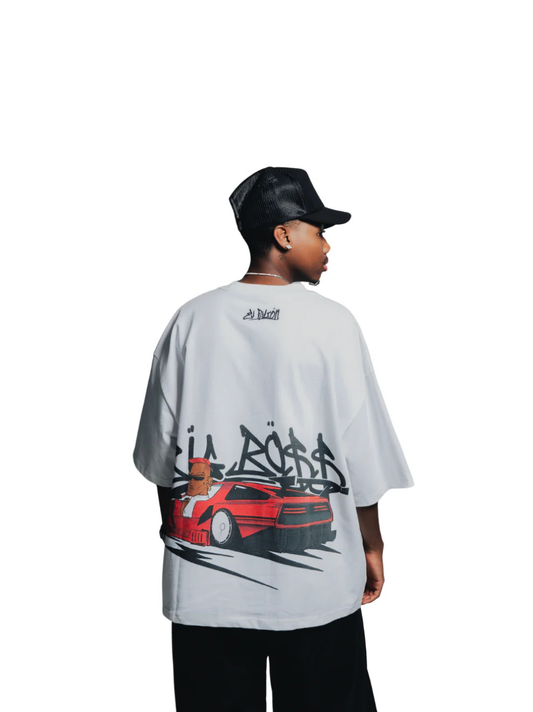 El Patron Big Boss white oversized t shirt back. men and women at unseen grail. local streetwear brands south africa. 12