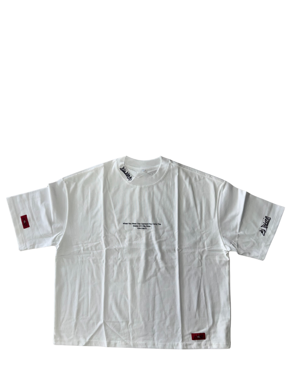 El Patron Big Boss white oversized t shirt front. men and women at unseen grail. local streetwear brands south africa. 3