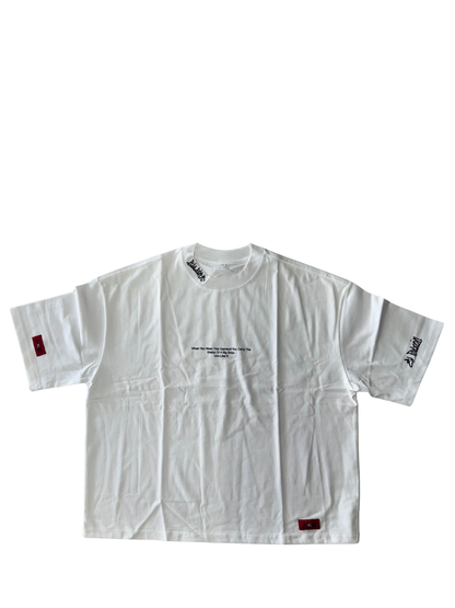 El Patron Big Boss white oversized t shirt front. men and women at unseen grail. local streetwear brands south africa. 3