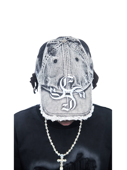 Empire adjustable cap black at unseen grail. local brands south africa. streetwear. men and women. studio image male model front cap
