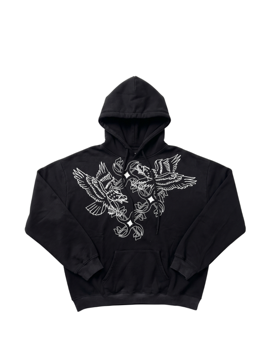 Empire black oversized graphic hoodie at unseen grail. local brands south africa. streetwear. men and women. studio image