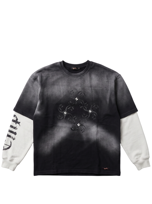 Empire black oversized graphic long sleeve shirt at unseen grail. local brands south africa. streetwear. men and women. studio image front