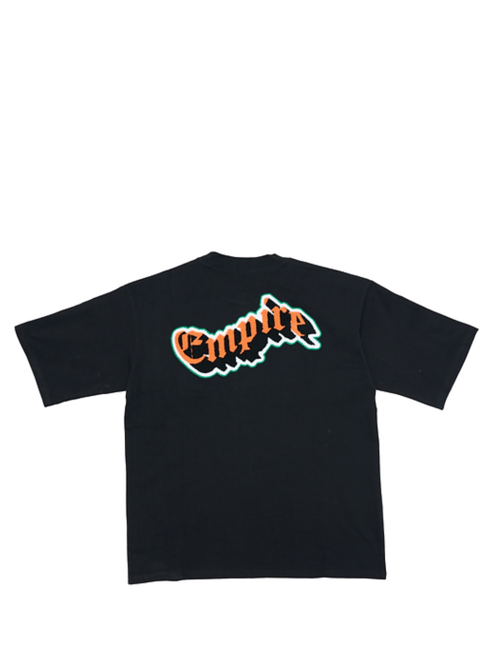 Empire black oversized graphic white tshirt at unseen grail. local brands south africa. streetwear. men and women. studio image flatlay back image