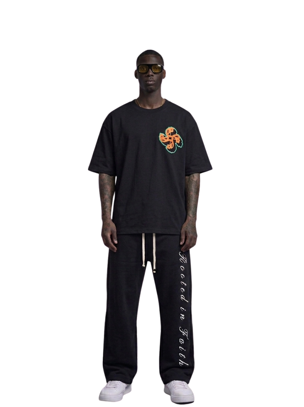 Empire black oversized graphic white tshirt at unseen grail. local brands south africa. streetwear. men and women. studio image men front view