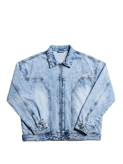 Empire blue denim jeanes at unseen grail. local brands south africa. streetwear. men and women. studio image flatlay mock up front