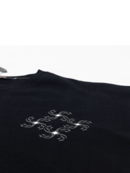 Empire graphic oversized tshirt black at unseen grail. local brands south africa. streetwear. men and women. studio image close up