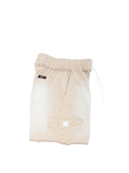 Empire heavyweight shorts cream at unseen grail. local brands south africa. streetwear. men and women. studio image side 1