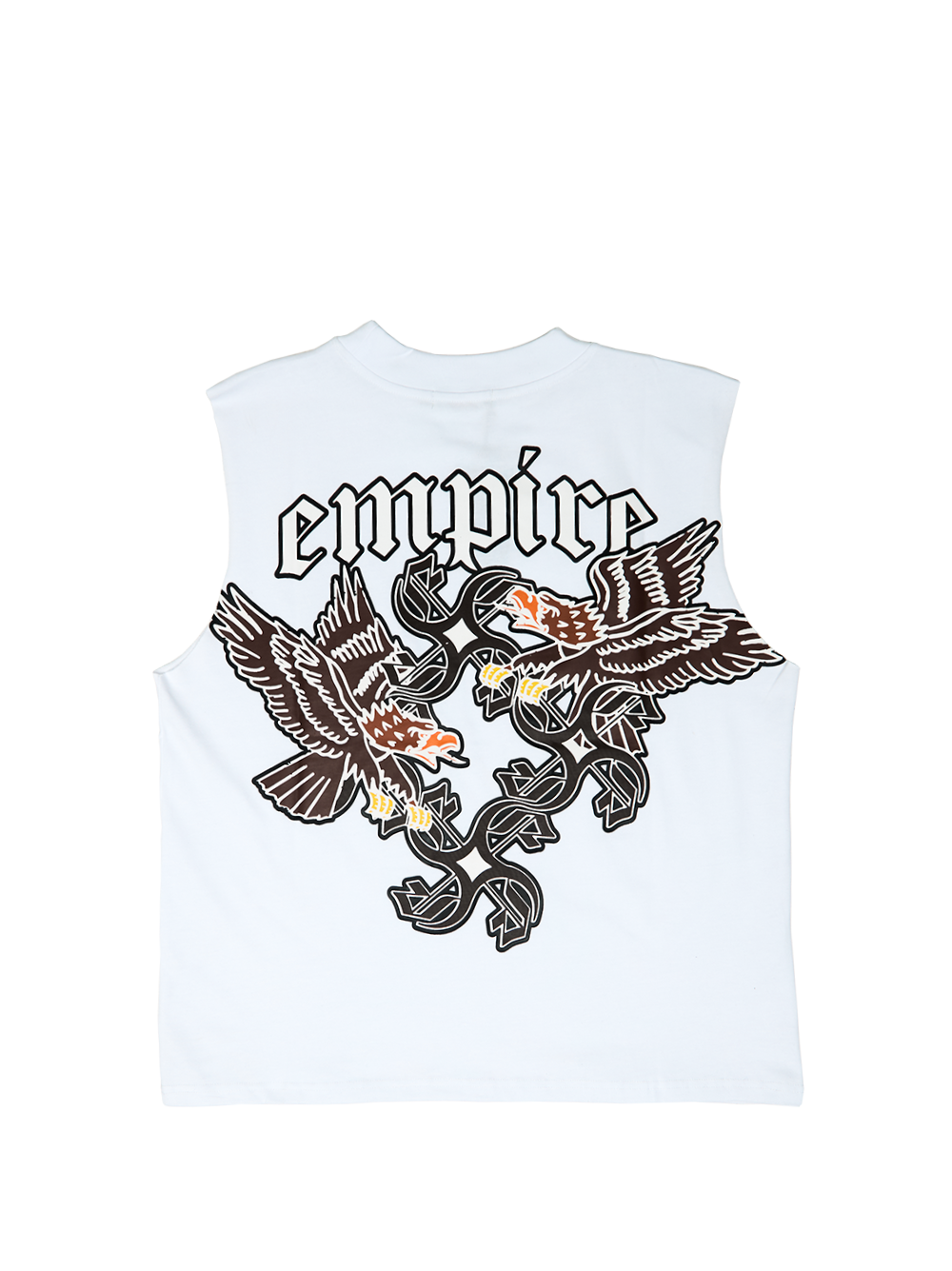 Empire oversized vest white at unseen grail. local brands south africa. streetwear. men and women. studio image flatlay mock up back