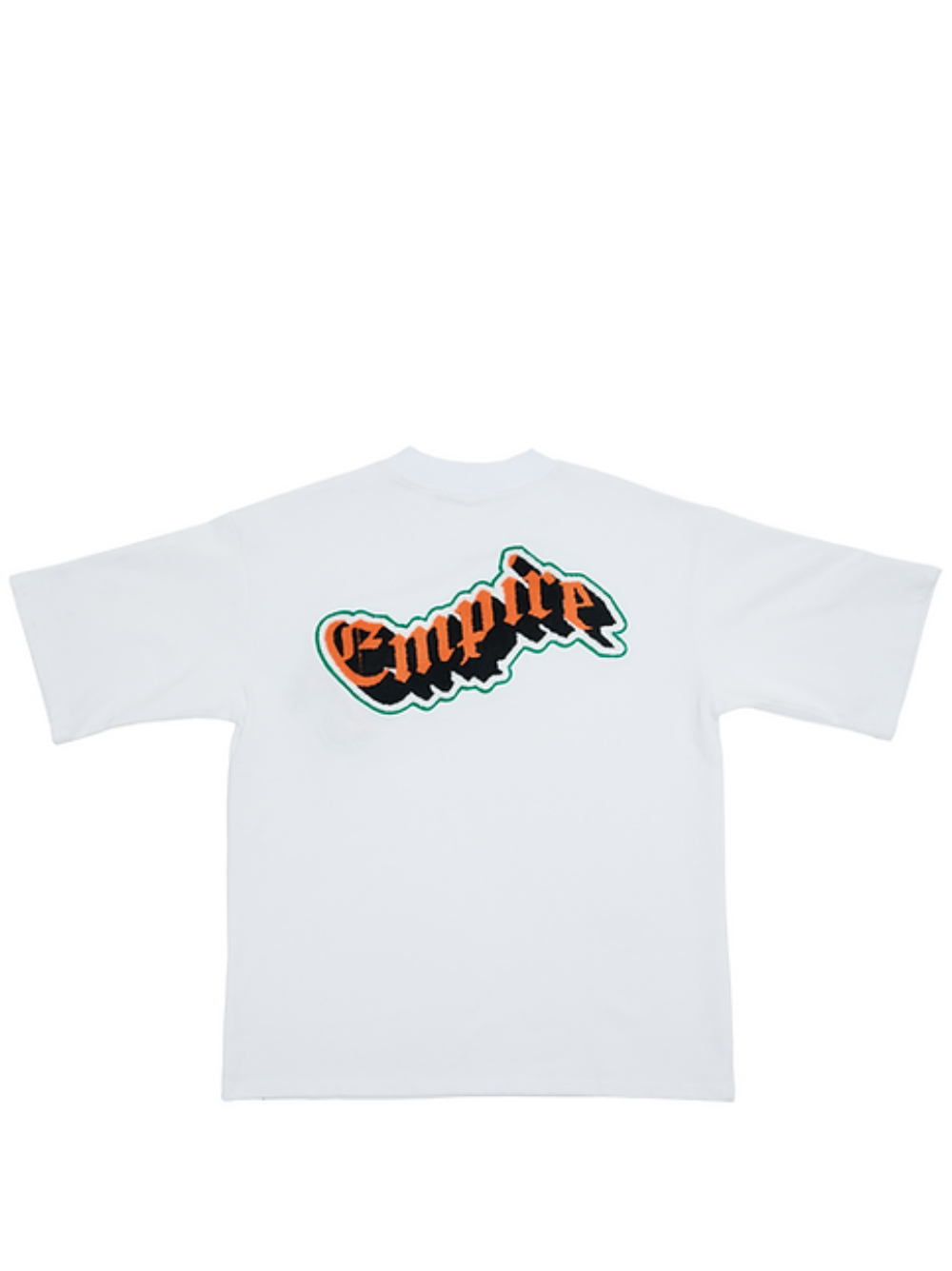 Empire white oversized graphic white tshirt at unseen grail. local brands south africa. streetwear. men and women. studio image flatlay mock up back