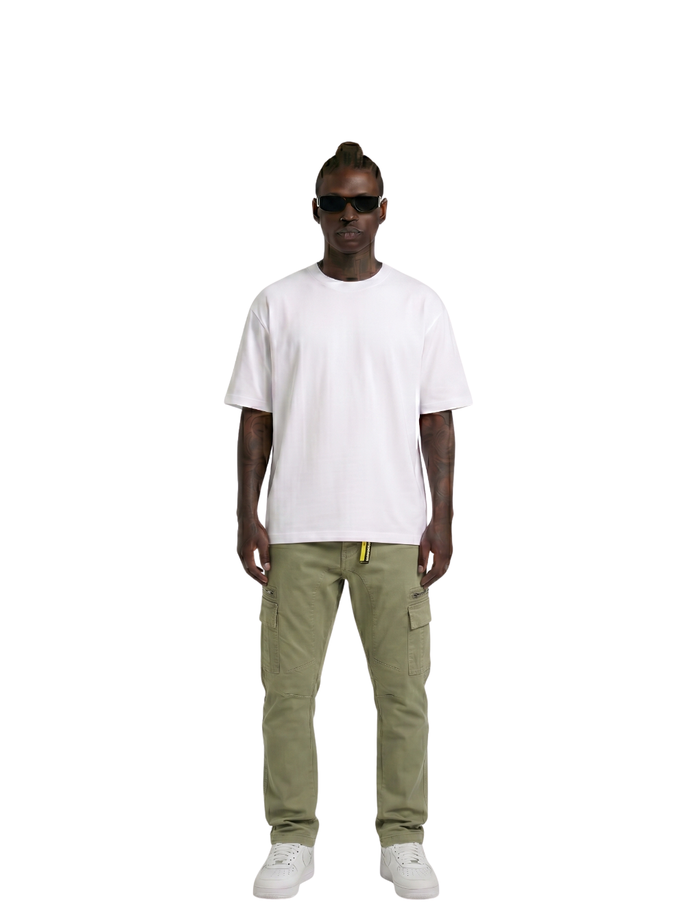 Gasoline_cargo_military green_jeans_at_unseen_grail._local_brands_south_africa._streetwear._men_and_women.galxboy_bantu._Male_model_front_shot_full_body