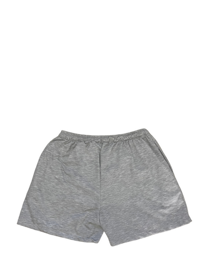 Godspeed grey oversized graphic shorts at unseen grail. local brands south africa. streetwear. men and women. studio image behind. galxboy, bantu, boys of soweto