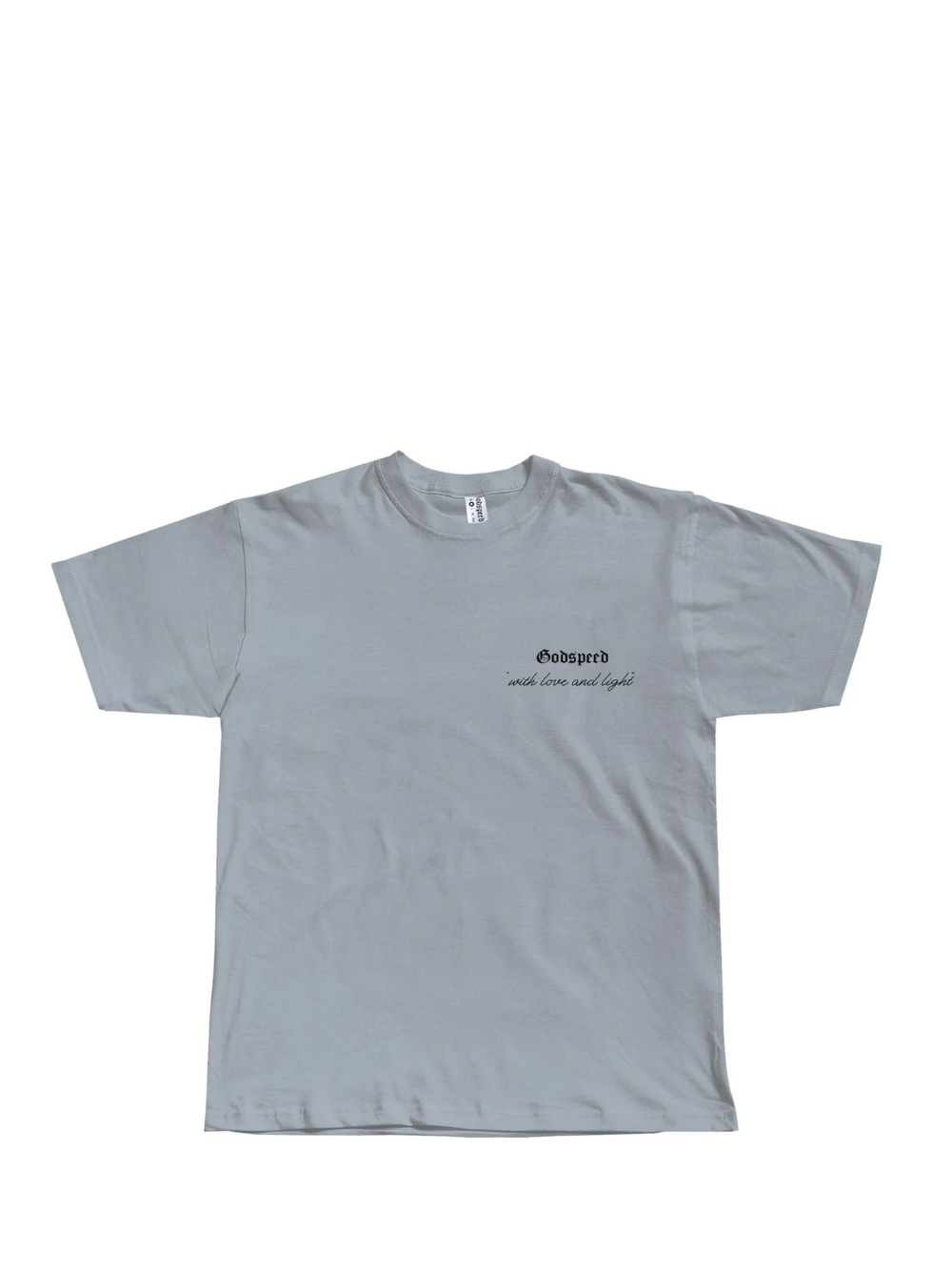 Godspeed grey oversized graphic t shirt at unseen grail. local brands south africa. streetwear. men and women. studio image flatlay front. galxboy, bantu, el patron.