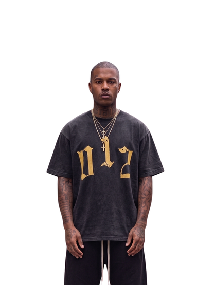 Godspeed washed black oversized graphic t shirt at unseen grail. local brands south africa. streetwear. men and women. studio image male model front. galxboy, bantu, adidas