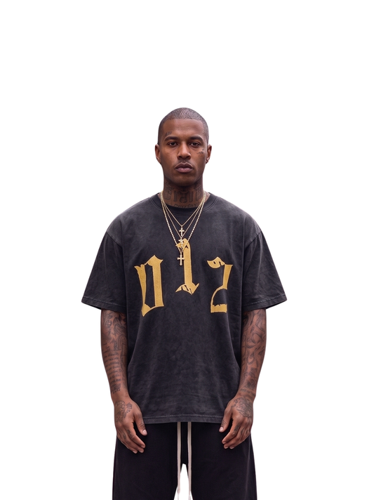 Godspeed washed black oversized graphic t shirt at unseen grail. local brands south africa. streetwear. men and women. studio image male model front. galxboy, bantu, adidas