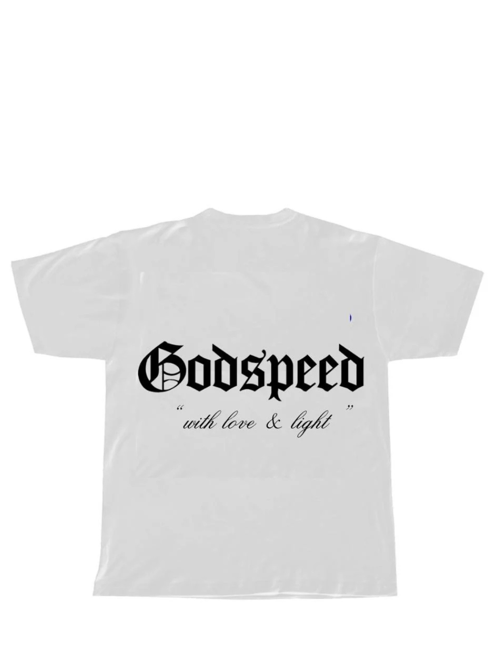 Godspeed white oversized graphic t shirt at unseen grail. local brands south africa. streetwear. men and women. studio image behind. galxboy, bantu, boys of soweto