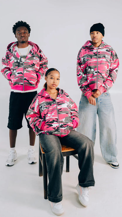 Blest Club Crystal Pink Zip Up Hoodie