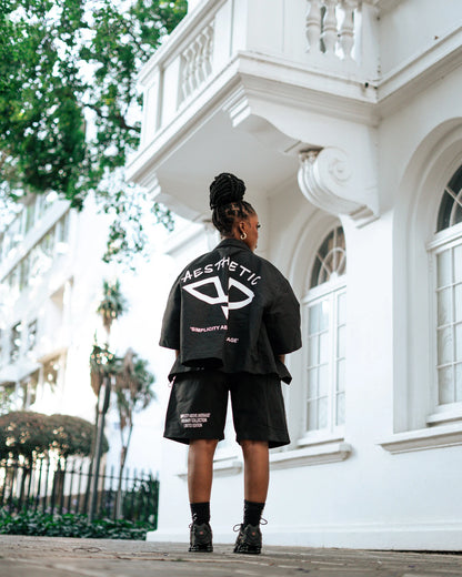 Aesthetic Visionary Black Short Denim Set