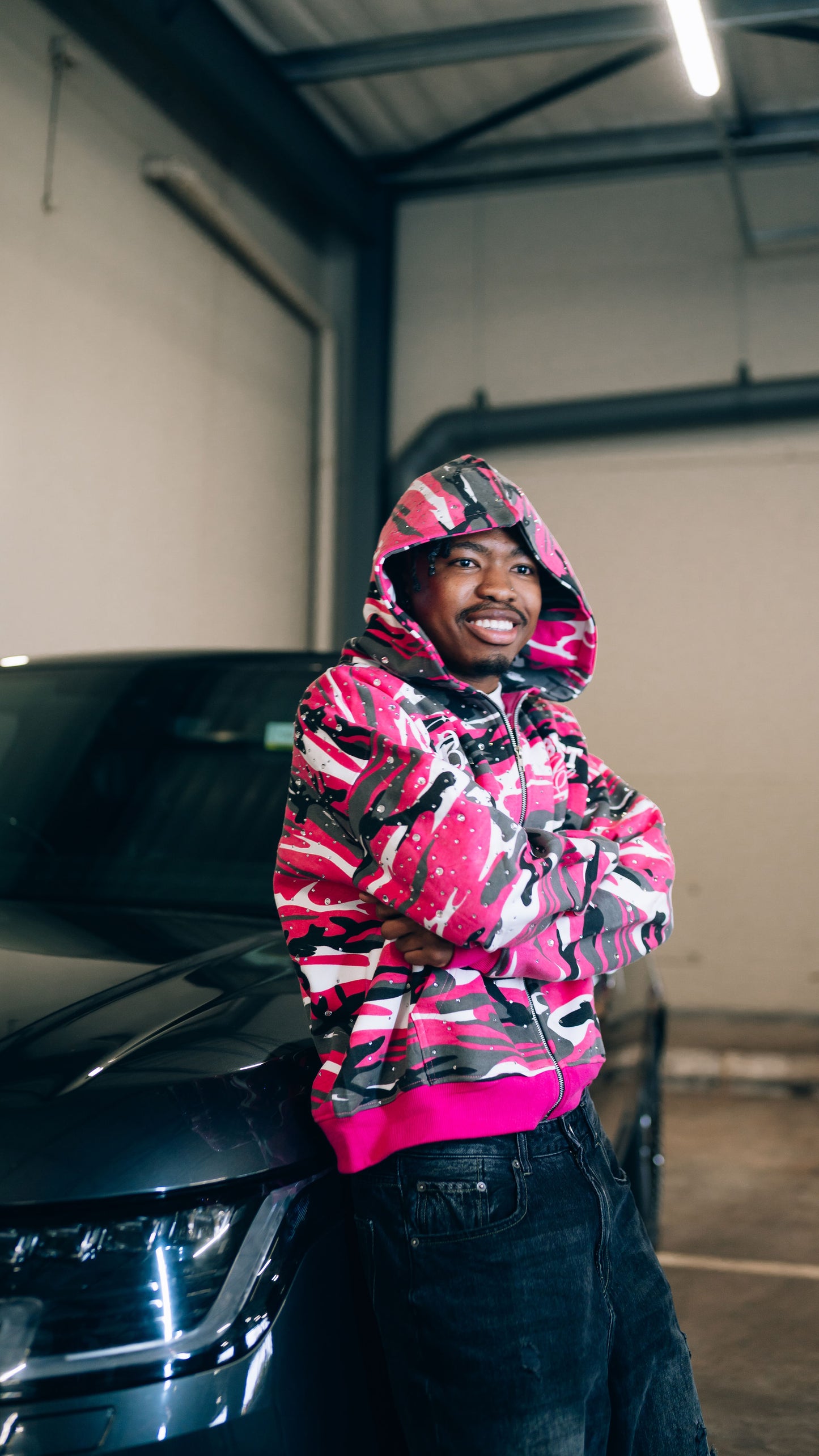 Blest Club Crystal Pink Zip Up Hoodie