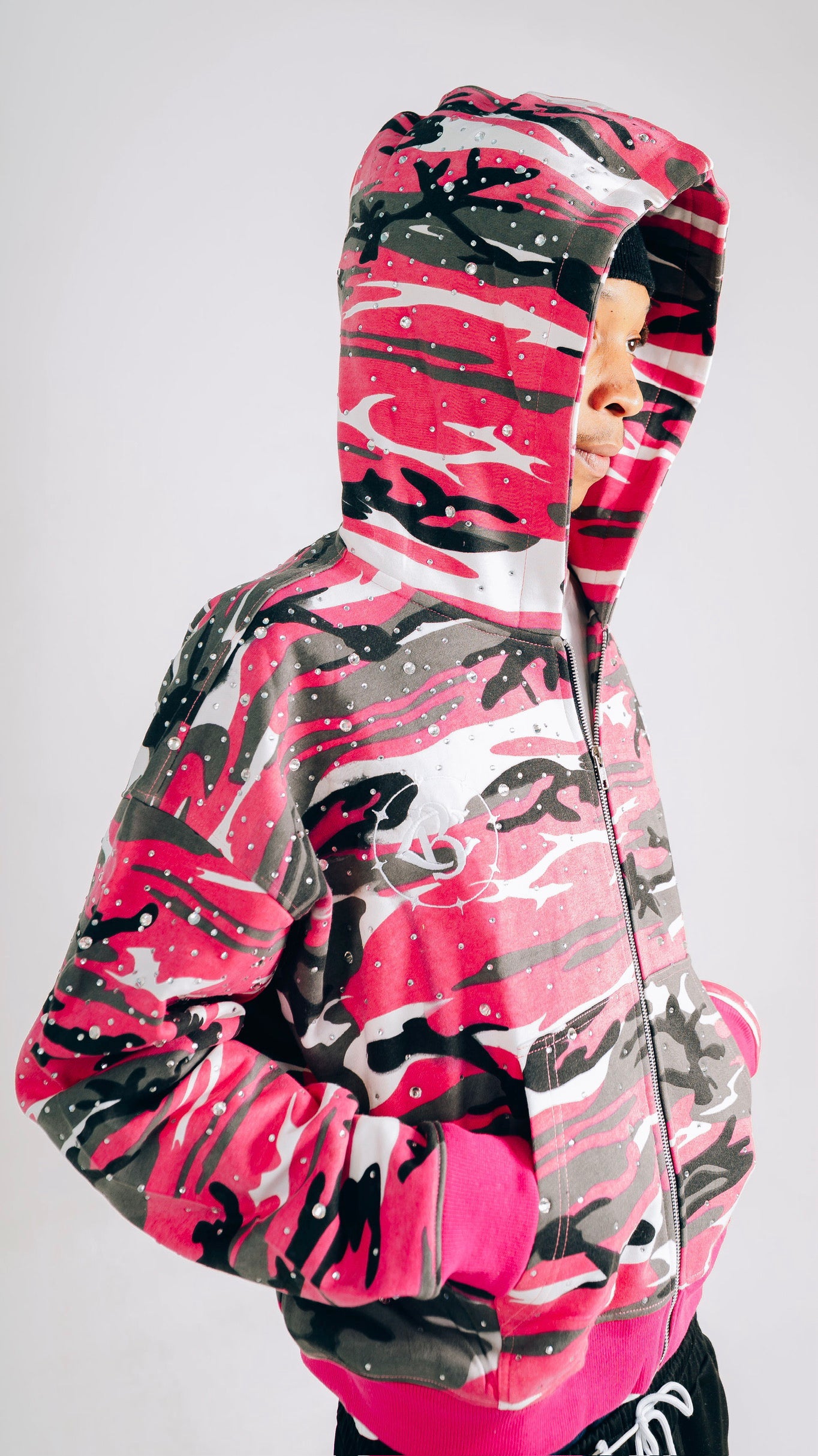 Blest Club Crystal Pink Zip Up Hoodie