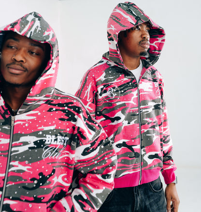 Blest Club Crystal Pink Zip Up Hoodie