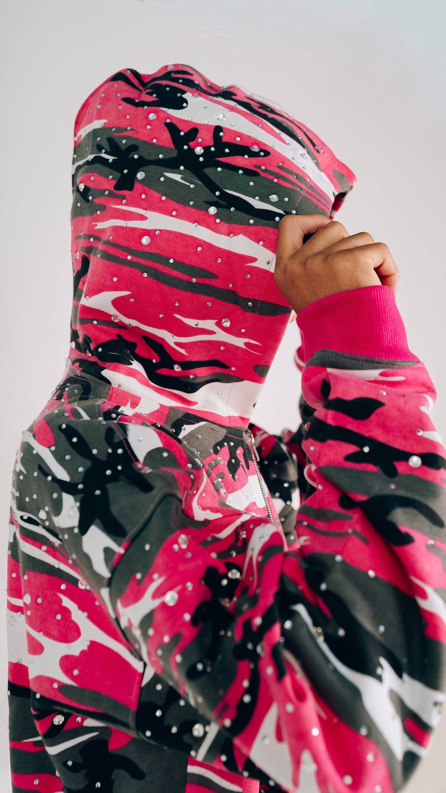 Blest Club Crystal Pink Zip Up Hoodie