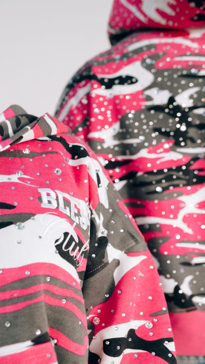 Blest Club Crystal Pink Zip Up Hoodie