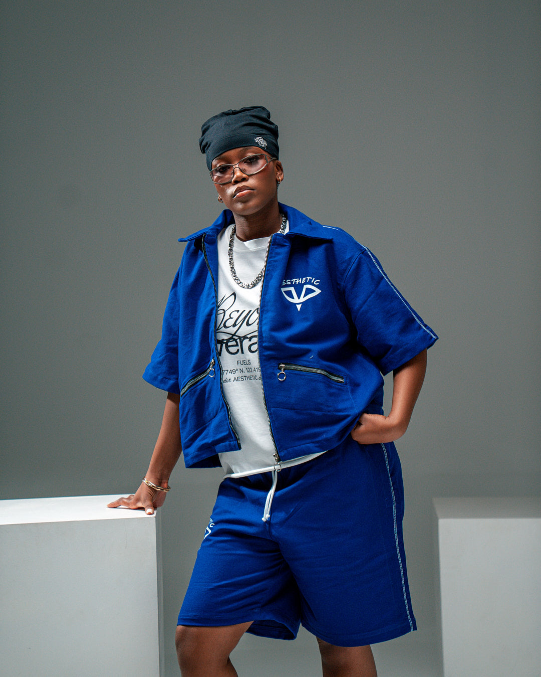 Aesthetic Visionary Blue Denim Short Set