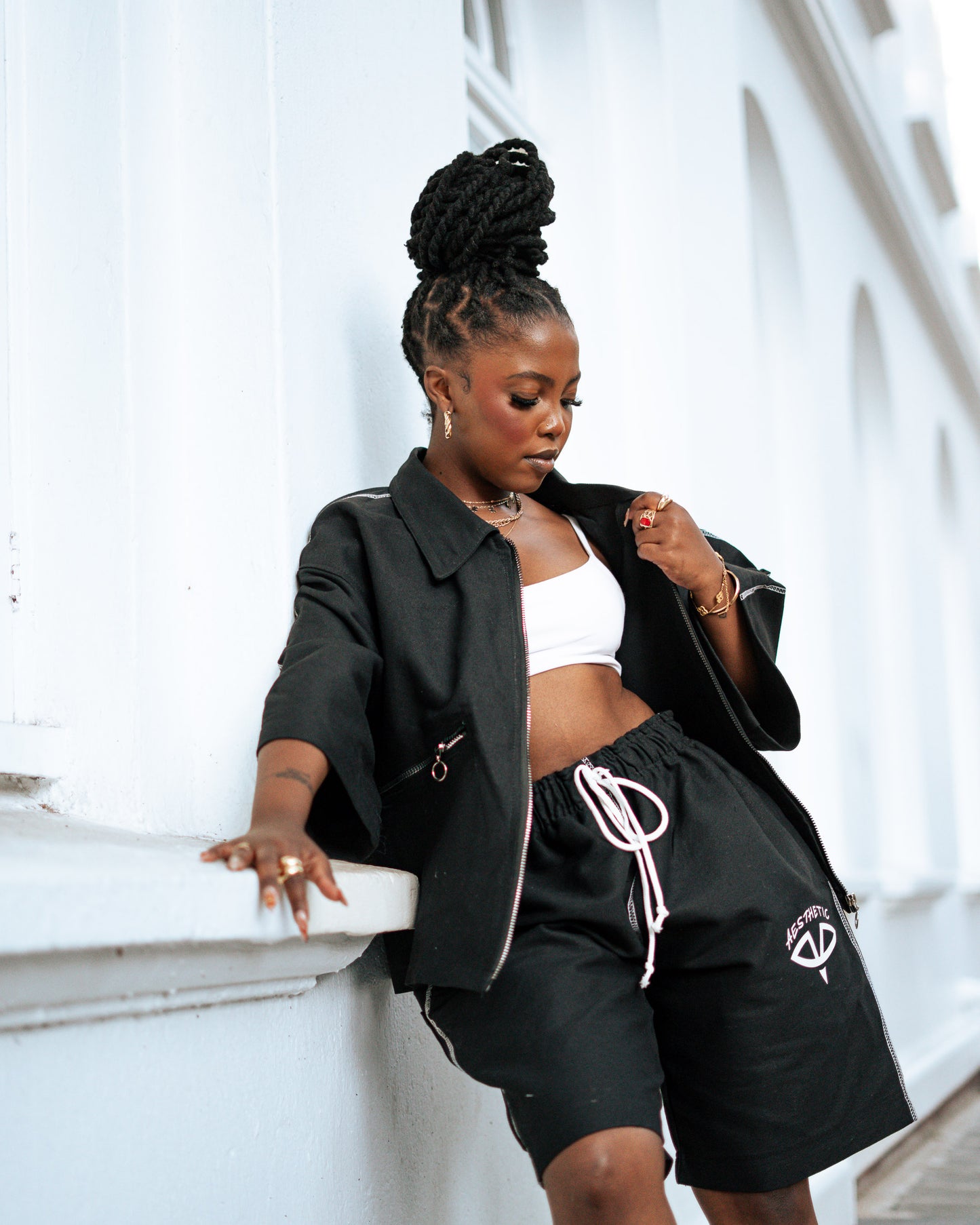 Aesthetic Visionary Black Short Denim Set