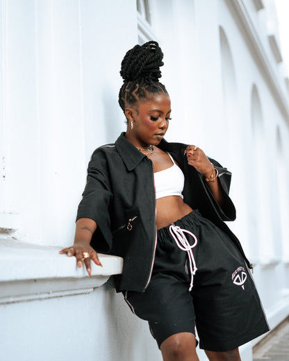 Aesthetic Visionary Black Short Denim Set