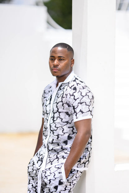 Idayimani _blue golfer knitted shirt_at_unseen_grail._local_brands_south_africa._streetwear._men_and_women.galxboy_bantu._Male model close up look