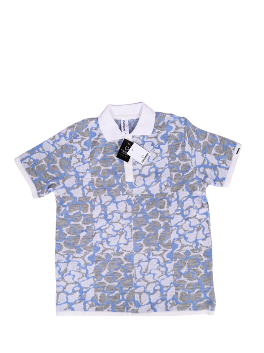 Idayimani _blue golfer knitted shirt_at_unseen_grail._local_brands_south_africa._streetwear._men_and_women.galxboy_bantu._Male model front shoot close up 
