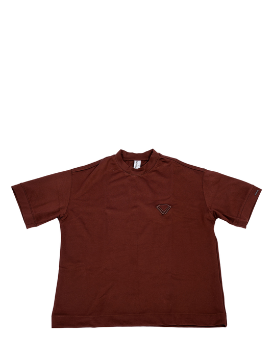 Idayimani _brown T-shirt _at_unseen_grail._local_brands_south_africa._streetwear._women.galxboy_bantu._Front view studio shot