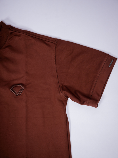 Idayimani _brown T-shirt _at_unseen_grail._local_brands_south_africa._streetwear._women.galxboy_bantu. Side view close up shot