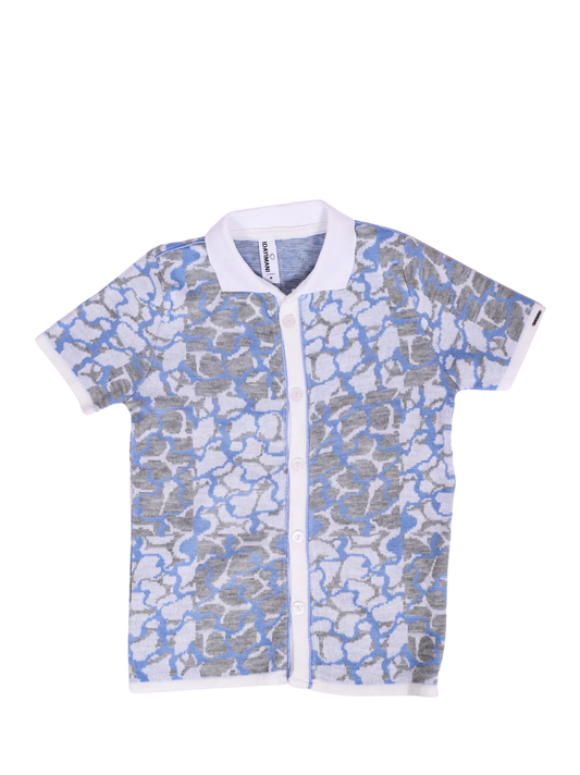 Idayimani _button up knitted shirt_at_unseen_grail._local_brands_south_africa._streetwear._men_and_women.galxboy_bantu._Front view studio shoot
