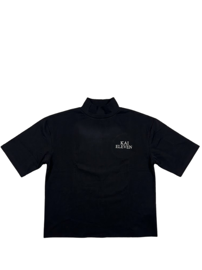 Kai Eleven black turtle kneck oversized graphic t shirt at unseen grail. local brands south africa. streetwear. men and women. mock up front view