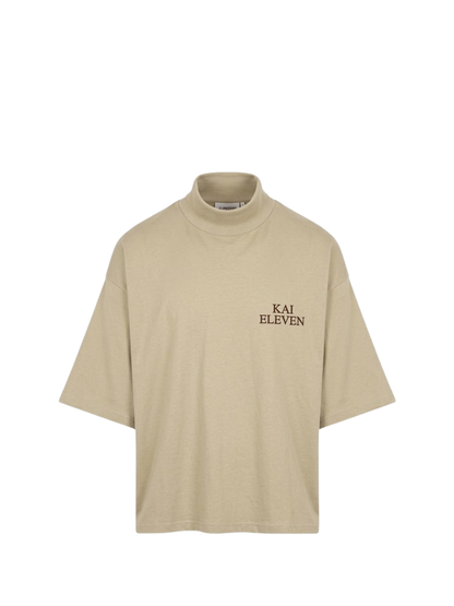 Kai Eleven cream turtle kneck oversized graphic t shirt at unseen grail. local brands south africa. streetwear. men and women. mock up image