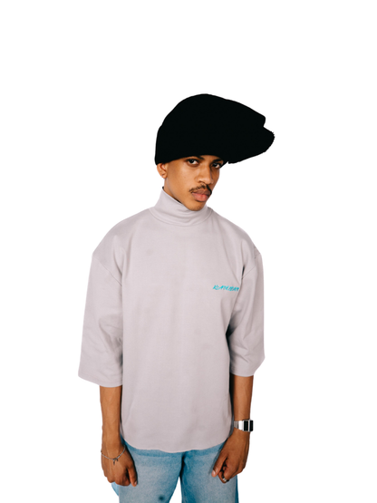 Kai Eleven grey oversized graphic t shirt at unseen grail. local brands south africa. streetwear. men and women. male model front