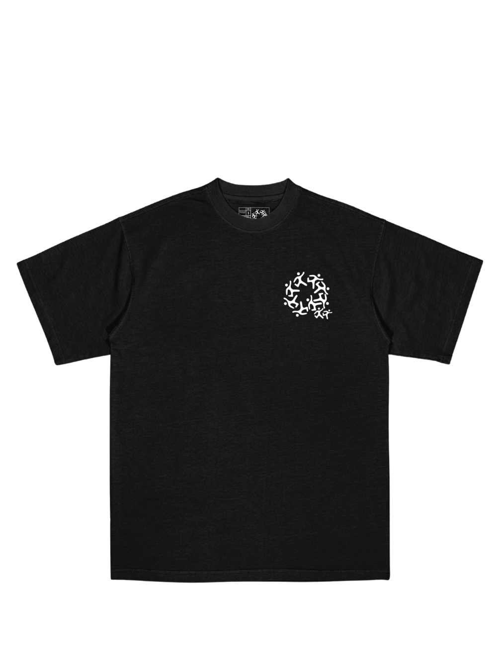 Mercha black oversized graphic t shirt at unseen grail. local brands south africa. streetwear. men and women. studio image front