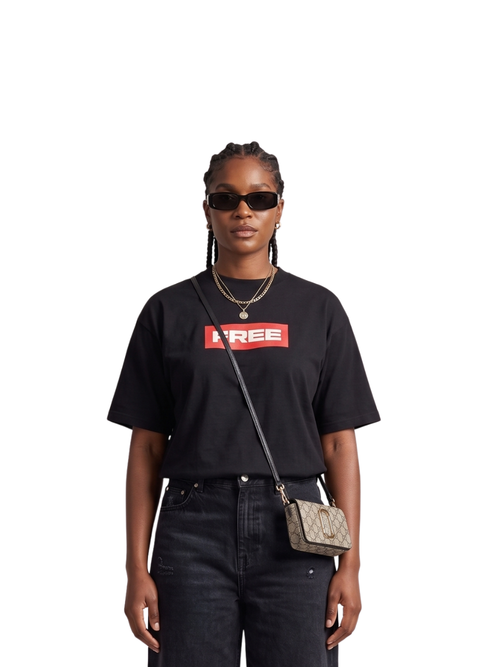 Mercha washed black oversized graphic vest at unseen grail. local brands south africa. streetwear. men and women. studio image nasty c female model