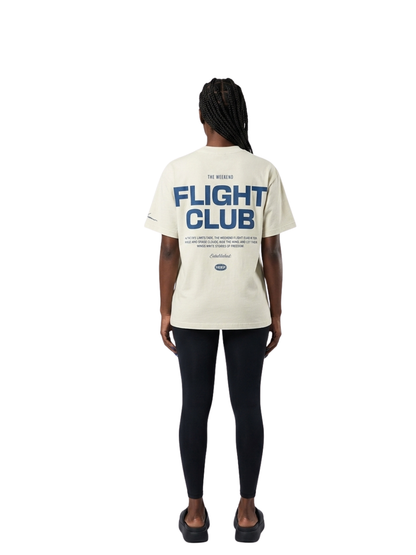 Mercha white oversized graphic tshirt at unseen grail. local brands south africa. streetwear. men and women. studio image a reece nasty c Behind female model galxboy full outfit