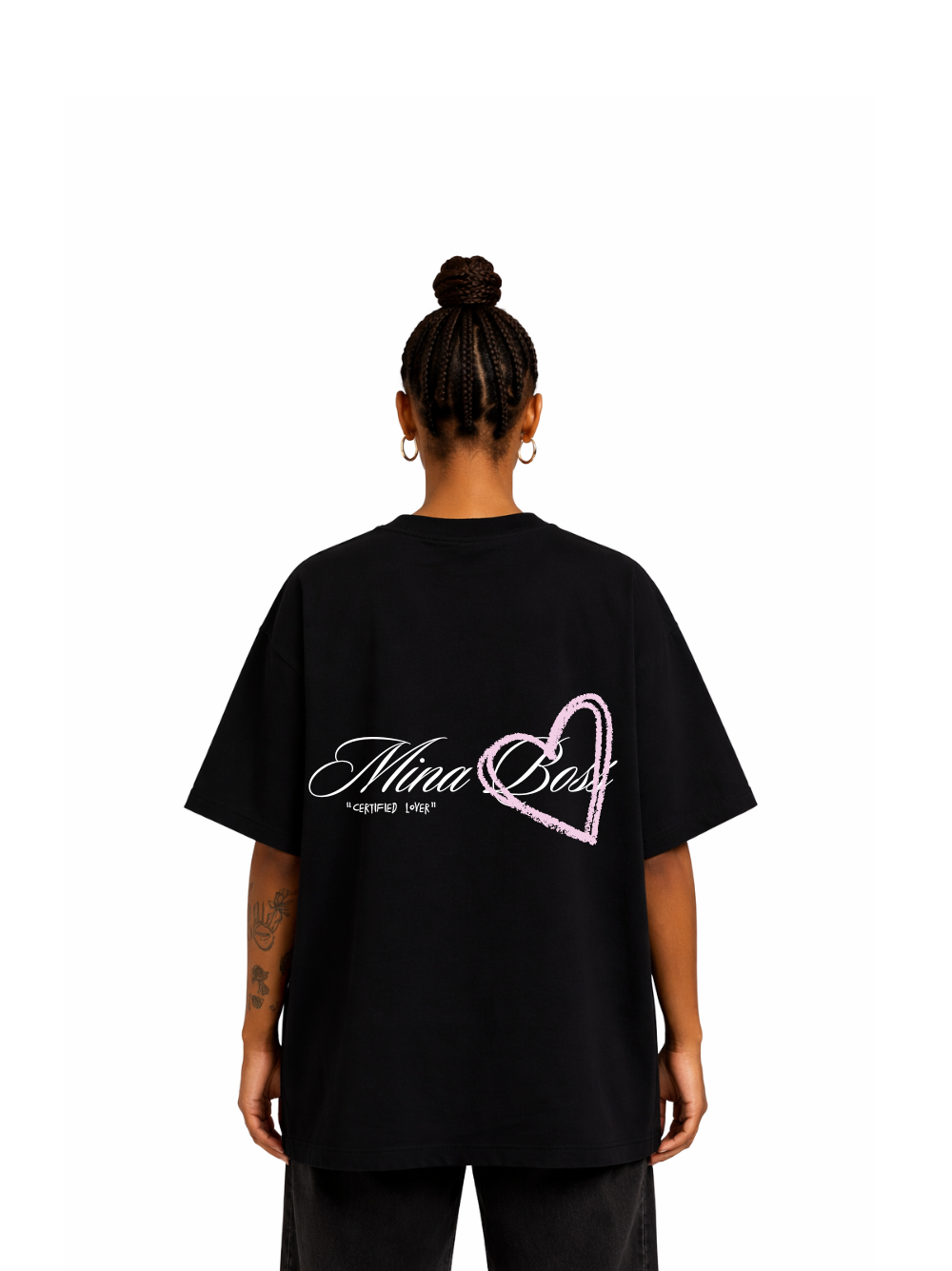 Mina Boss "Lover" Oversized Black T-Shirt