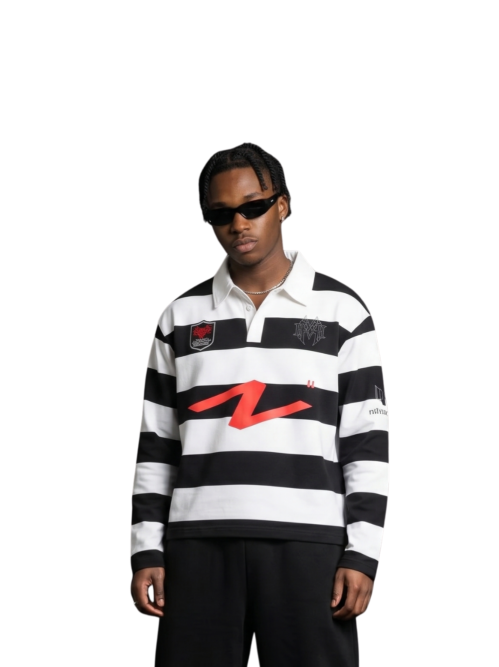 Nothing matters black and white oversized graphic long sleeve tshirt at unseen grail. local brands south africa. streetwear. men and women. studio image male model front