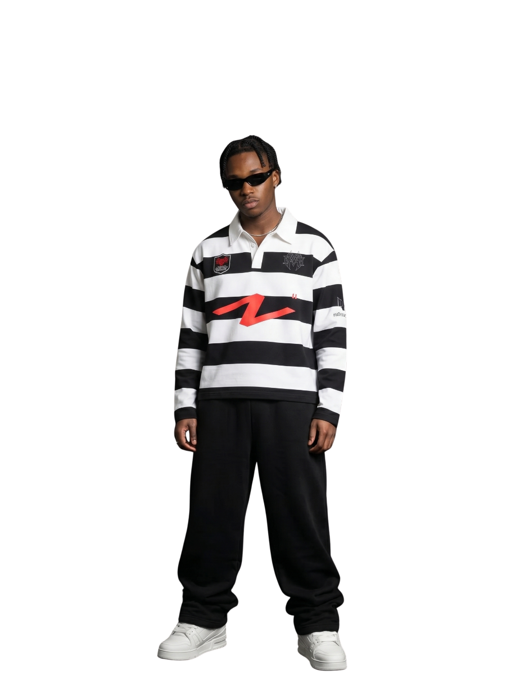 Nothing matters black and white oversized graphic long sleeve tshirt at unseen grail. local brands south africa. streetwear. men and women. studio image male model full outfit
