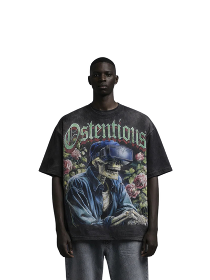 Oversized T-shirt by Ostentious and unseen grail. Graphic cotton t-shirt. local streetwear brands south africa. female and male.