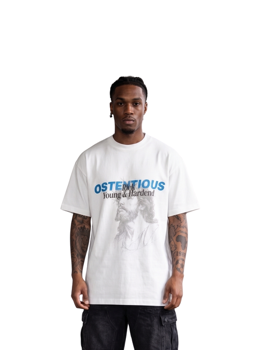 Oversized T-shirt by Ostentious and unseen grail. Graphic cotton t-shirt. local streetwear brands south africa. female and male.