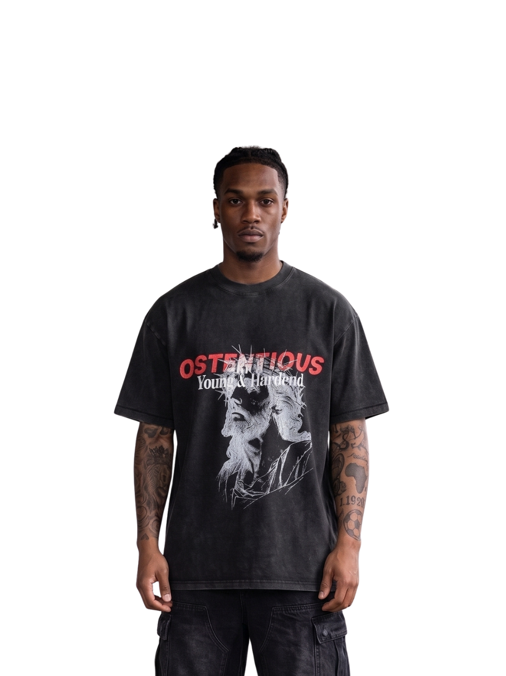 Oversized T-shirt by Ostentious and unseen grail. Graphic cotton t-shirt. local streetwear brands south africa. female and male.